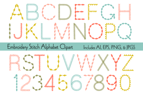 Review: Embroidery Stitch Alphabet Clipart for Gifts