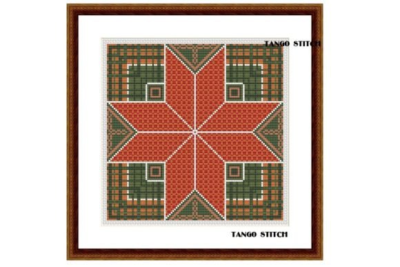 Reviewing Orange Green Ornament Counted Embroidery
